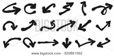 Spray Painted Arrows. Graffiti Pointing Arrow, Dirty Grunge Paint. Sprayed Painted Cursor Signs, Gra