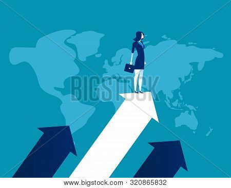 Upward. Businessman Standing The Arrow. Concept Business Success Vector Illustration, Flat Business 
