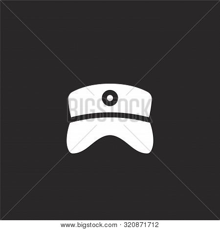 Cap Icon. Cap Icon Vector Flat Illustration For Graphic And Web Design Isolated On Black Background 
