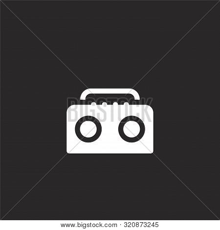 Boombox Icon. Boombox Icon Vector Flat Illustration For Graphic And Web Design Isolated On Black Bac