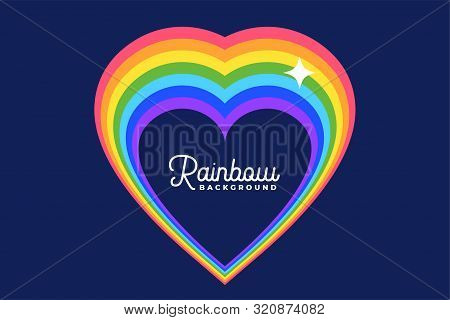 Heart Love Rainbow With Star Background Design