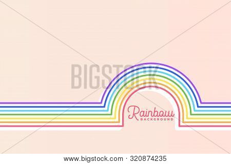 Rainbow Colors Lines On Pink Soft Background Design