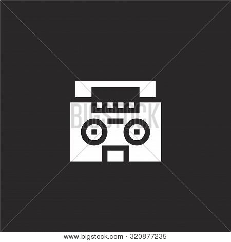 Boombox Icon. Boombox Icon Vector Flat Illustration For Graphic And Web Design Isolated On Black Bac