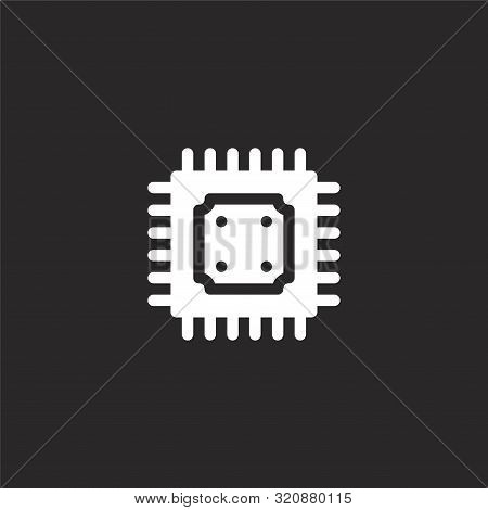 Cpu Icon. Cpu Icon Vector Flat Illustration For Graphic And Web Design Isolated On Black Background 