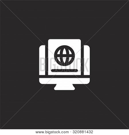 Online Icon. Online Icon Vector Flat Illustration For Graphic And Web Design Isolated On Black Backg
