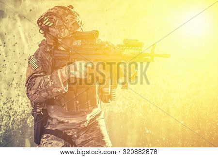 Marine Riders Machine Gunner Landing On Coast