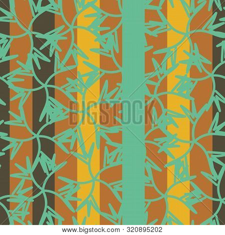 A Seamless Vector Vivid Striped Pattern With Organic Shapes On Top. Surface Print Design.