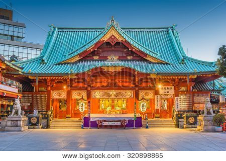 Tokyo, Japan - January 13, 2017: Kanda Shrine at dawn. The shrine's history dates to the year 730.