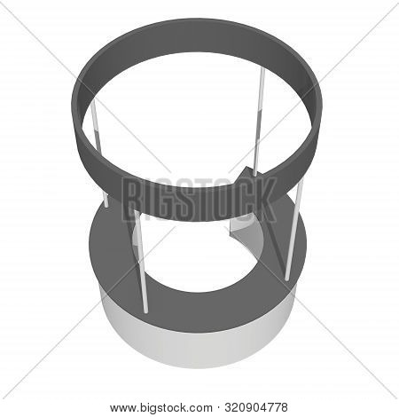 Stall Or Kiosk Modern Reception Desk. Trade Show Booth White And Blank. 3d Render Illustration Isola