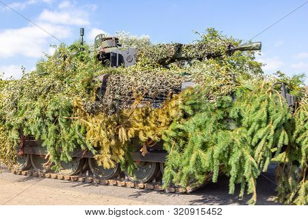 German Army Infantry Fighting Vehicle  Drives On Tactical Exercise At Military Training Area
