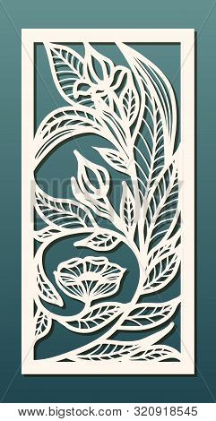 Laser Cut Panel Template, Anstract Floral Pattern. Stencil For Wood Or Metal Cutting, Carving, Paper