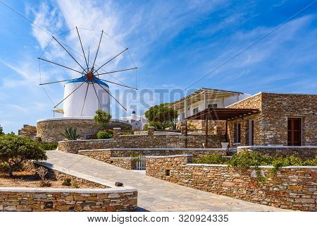 Sifnos, Greece - September 12, 2018: Hotel Windmill Bella Vista In Sifnos , Cyclades, Greece