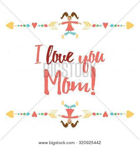 Keep Calm And Hug Mom. Inspiration Positive Banner For Happy Mother Day Or Birthday.