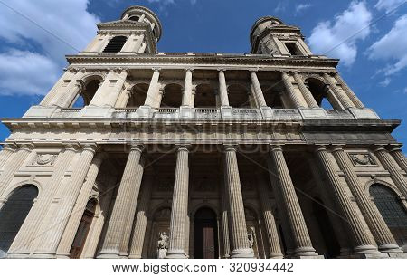 View Of Saint-sulpice Church. Built In 1754 Saint-sulpice Is One Of The Biggest Churches In Paris.