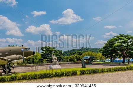 Cheonan, South Korea; August 8, 2019: Right Engine And Cockpit Section Of Decommissioned Douglas C-4