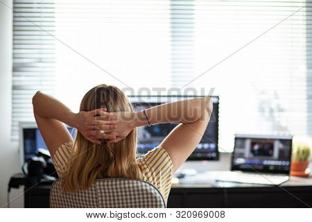 woman working in a home office - social media influence, blogger, vlogger, freedom