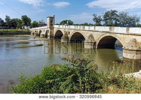 Edirne, Turkey - May 26, 2018: Bridge From Period Of Ottoman Empire Over Tunca River In City Of Edir