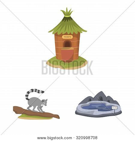 Isolated Object Of Zoo And Park Symbol. Set Of Zoo And Animal Vector Icon For Stock.