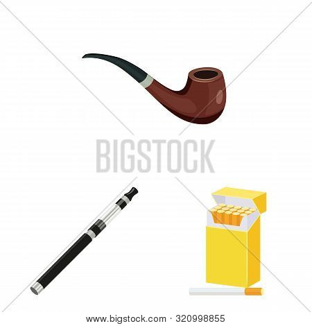Vector Design Of Cigarette And Tobacco Icon. Set Of Cigarette And Nicotine Stock Symbol For Web.