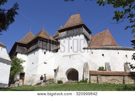 Viscri, Romania - April 29, 2018: Viscri Fortified Town View In A Spring Day