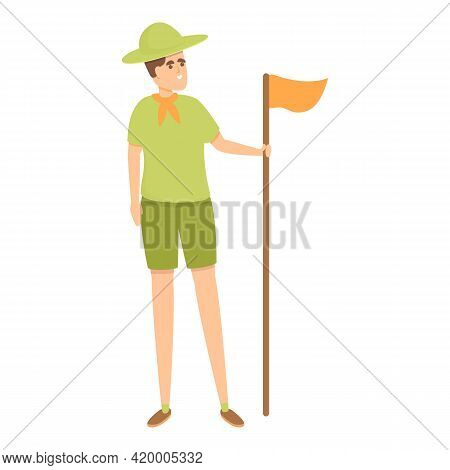 Scouting Boy Flag Icon. Cartoon Of Scouting Boy Flag Vector Icon For Web Design Isolated On White Ba