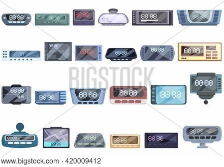 Taximeter Icons Set. Cartoon Set Of Taximeter Vector Icons For Web Design