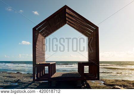 Relaxing View From A Seashore Bench At Esmoriz - Ovar, Portugal.