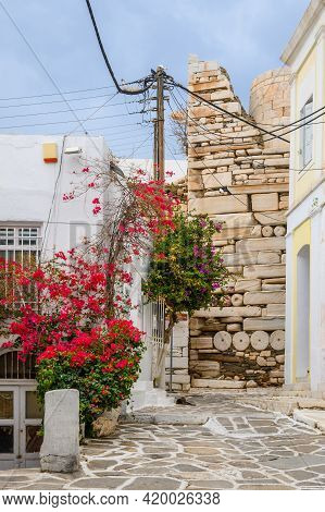 The Frankish Castle Of Paros Located In Old Town Of Parikia . Cyclades, Greece