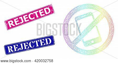 Spectrum Colored Mesh Smartphone Restricted, And Rejected Rubber Framed Rectangle Seal Prints. Pink 