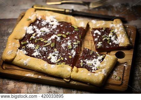Homemade Galette With Jam And Seeds. Delicious Pastries.