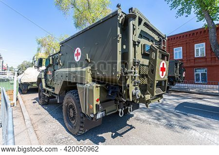 Samara, Russia - May 6, 2021: Protected Ambulance Tactical Link 