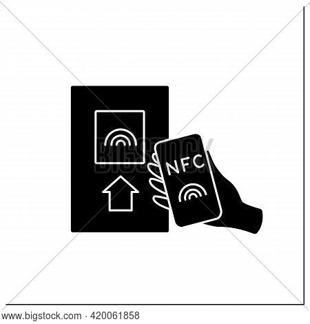 Nfc Glyph Icon. Safety Payment System On Mobile Phone. Near Field Communication. Contactless Payment