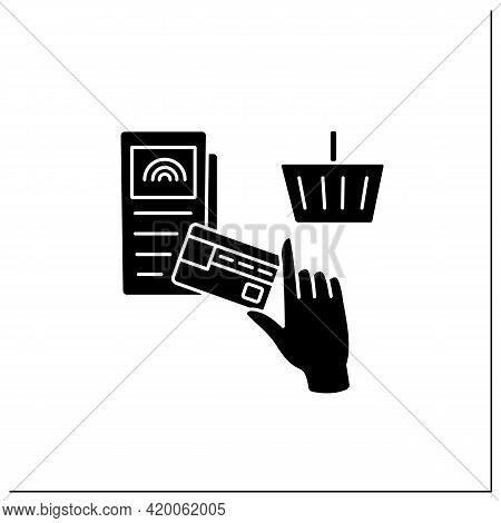 Nfc Glyph Icon. Safety Shopping. Payment System On Terminals. Shopping Cart. Near Field Communicatio