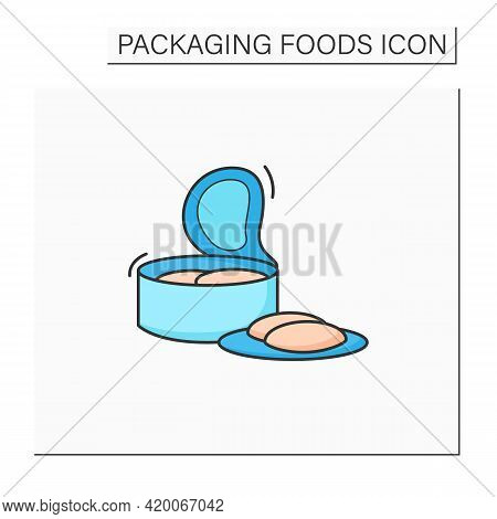 Canned Tuna Color Icon. Steel Container.portion Control, Protection, Tampering Resistance From Bacte