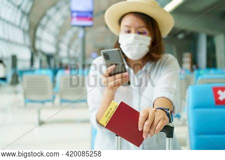 Passport With Vaccination Certificate For Covid-19 Person Record Card. Immune Passport Or Certificat