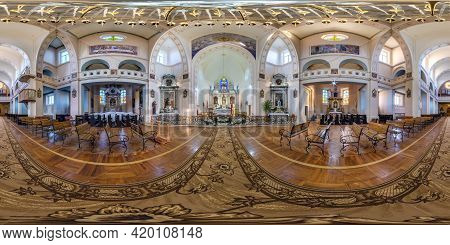 Radun, Belarus - May 2021: Full Spherical Seamless Hdri Panorama 360 Degrees Inside Interior Of Goth
