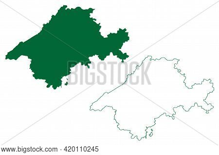Jabalpur District (madhya Pradesh State, Jabalpur Division, Republic Of India) Map Vector Illustrati