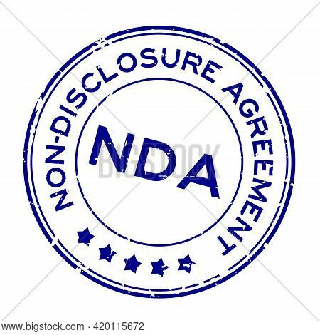 Grunge Blue Nda Non-disclosure Agreement Word Round Rubber Seal Stamp On White Background