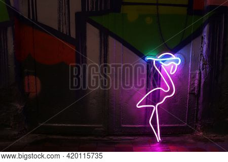 Pink And Blue Neon Sign Flamingo. Trendy Style. Neon Sign. Custom Neon. Home Decor.