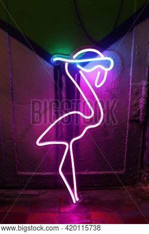 Pink And Blue Neon Sign Flamingo. Trendy Style. Neon Sign. Custom Neon. Home Decor.