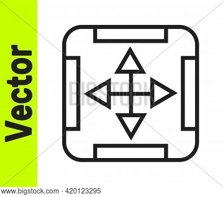 Black Line Area Measurement Icon Isolated On White Background. Vector