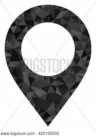 Triangle Map Pointer Polygonal Icon Illustration. Map Pointer Lowpoly Icon Is Filled With Triangles.