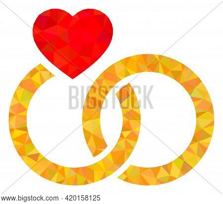Triangle Marriage Rings Polygonal Icon Illustration. Marriage Rings Lowpoly Icon Is Filled With Tria