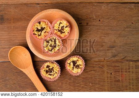 Top View Of Malaysian Traditional Homemade Cookies Called As Kuih Sarang Semut With Chocolate Rice S