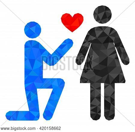 Triangle Engagement Persons Polygonal Icon Illustration. Engagement Persons Lowpoly Icon Is Filled W