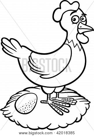 Azienda agricola gallina Cartoon per libro da colorare