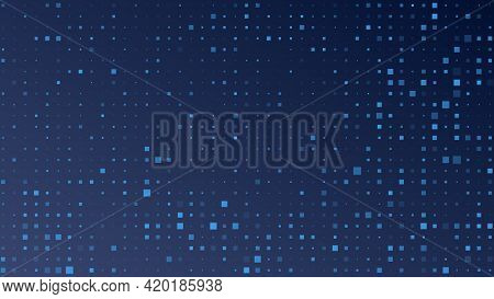 Abstract Geometric Background Of Sircles. Blue Pixel Background With Empty Space. Vector Illustratio