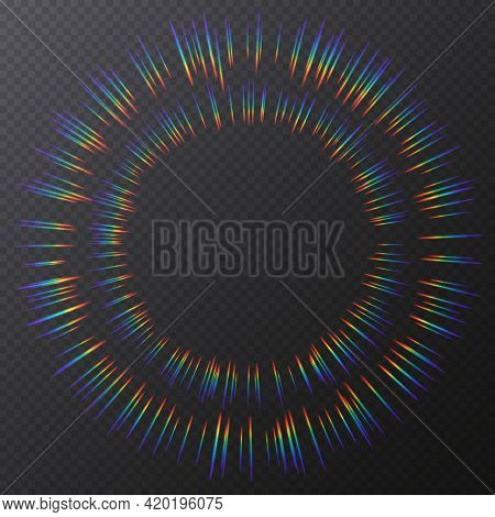Light Refractions Frame, Background With Rainbow Sunlight Effect, Holographic Rays With Transparency