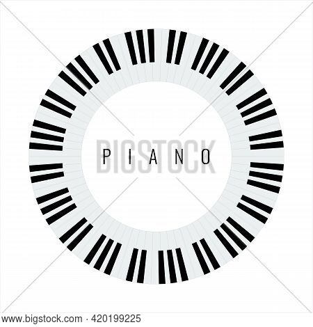 Plate Piano Key Frame Border. Piano Keyboard Circle Shape Vector Illustration.