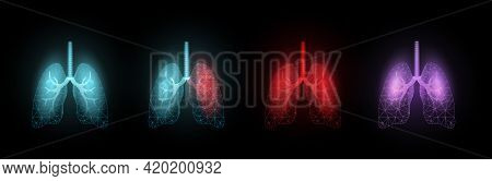 Lungs. World Asthma Day Concept. Banner Template With Glowing Low Poly. Futuristic Modern Abstract. 